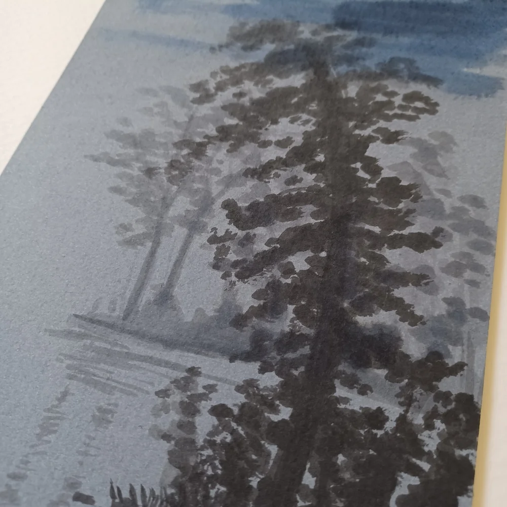 ORIGINAL ART Swamp Trees watercolor on Mat Board 5